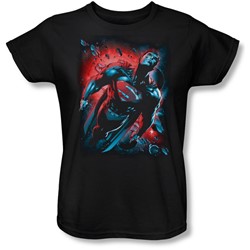 Superman - Red Sun Womens T-Shirt In Black
