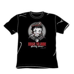 Betty Boop - Born To Ride Black S/S T-Shirt For Boys