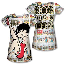 Betty Boop - Juniors Vintage Strips (Front/Back Print) T-Shirt