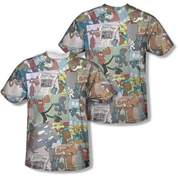 Rocky & Bullwinkle - Mens Collage (Front/Back Print) T-Shirt