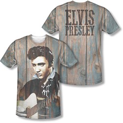 Elvis Presley - Mens Woodgrain (Front/Back Print) T-Shirt