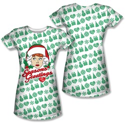 I Love Lucy - Juniors Holiday Pattern (Front/Back Print) T-Shirt