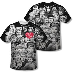 I Love Lucy - Mens Faces (Front/Back Print) T-Shirt
