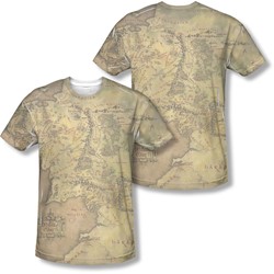 Lord Of The Rings - Mens Middle Earth Map (Front/Back Print) T-Shirt