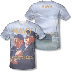 Navy - Mens Long Gaze (Front/Back Print) T-Shirt