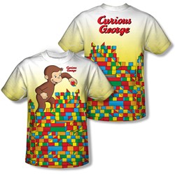 Curious George - Mens Building Blocks (Front/Back Print) T-Shirt