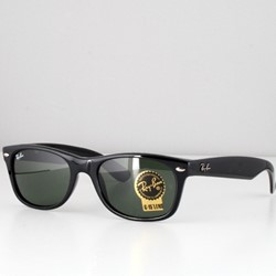 Ray-Ban New Wayfarer RB2132 5218 901 Black/Crystal Green Sunglasses