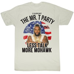 Mr. T - Mens Less Talk More Mohawk T-Shirt In Vintage White