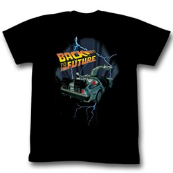 Back To The Future - Mens Lightning Car T-Shirt In Black