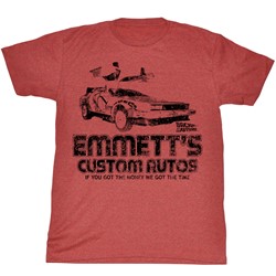 Back To The Future - Mens Emmett'S T-Shirt In Red Heather