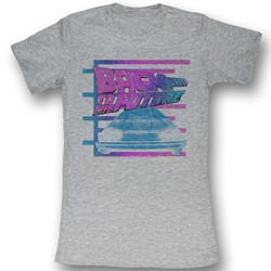 Back To The Future - Womens Barred Future T-Shirt In Gray Heather