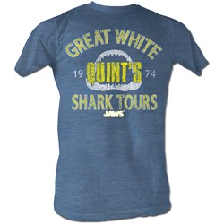 Jaws - Mens Shark Tour T-Shirt In Pacific Blue Triblend