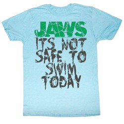 Jaws - Mens Jaws Not Safe T-Shirt In Neon Blue Heather