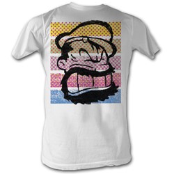 Popeye - Mens Brutus Color Stripes T-Shirt In White