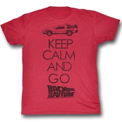 Back To The Future - Mens Keep Calm T-Shirt in Cherry Tri Blend
