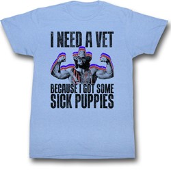 Macho Man - Mens Sick Puppies T-Shirt in Light Blue Heather