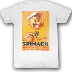 Popeye - Mens Spinach Style T-Shirt in White