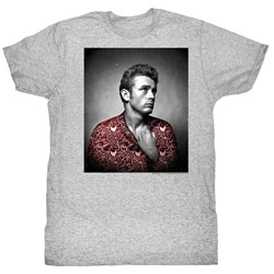 James Dean - Mens Red Flower Print T-Shirt
