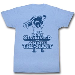 Andre The Giant - Slammed Mens T-Shirt In Light Blue Heather