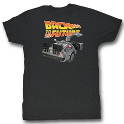 Back To The Future - Btf Car Mens T-Shirt In Charcoal Heather