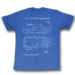 Back To The Future - Delorean Schematic Mens T-Shirt In Turquoise