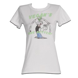 Popeye - Vegans Are Better Womens T-Shirt In Silver