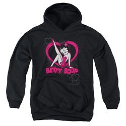 Betty Boop - Youth Scrolling Hearts Pullover Hoodie