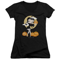 Betty Boop - Womens Vamp Pumkins V-Neck T-Shirt