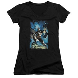 Batman - Womens Stormy Dark Knight V-Neck T-Shirt