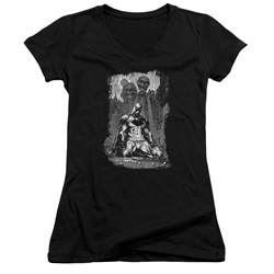 Batman - Womens Sketchy Shadows V-Neck T-Shirt