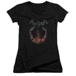 Batman - Womens Smoke & Fire V-Neck T-Shirt