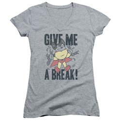 Mighty Mouse - Womens Give Me A Break V-Neck T-Shirt