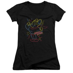 Mighty Mouse - Womens Neon Hero V-Neck T-Shirt