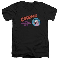 Courage The Cowardly Dog - Mens Courage Logo V-Neck T-Shirt