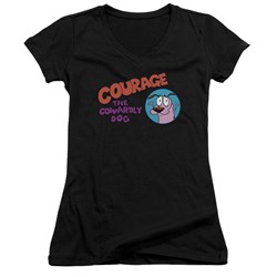 Courage The Cowardly Dog - Womens Courage Logo V-Neck T-Shirt