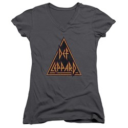 Def Leppard - Womens Distressed Logo V-Neck T-Shirt