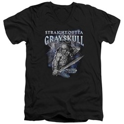 Masters Of The Universe - Mens Straight Outta Grayskull V-Neck T-Shirt