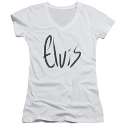 Elvis Presley - Womens Sketchy Name V-Neck T-Shirt