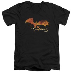 Hobbit - Mens Smaug On Fire V-Neck T-Shirt