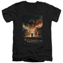 Hobbit - Mens Smaug Poster V-Neck T-Shirt