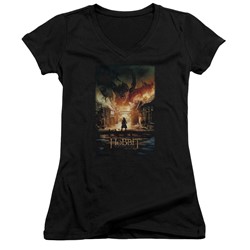 Hobbit - Womens Smaug Poster V-Neck T-Shirt