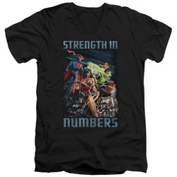 Justice League - Mens Strength In Number V-Neck T-Shirt
