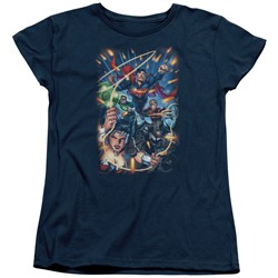 Justice League - Womens Under Attack T-Shirt
