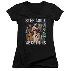 Justice League - Womens Heroines V-Neck T-Shirt