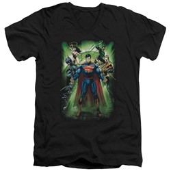 Justice League - Mens Power Burst V-Neck T-Shirt