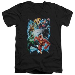 Justice League - Mens Electric Team V-Neck T-Shirt