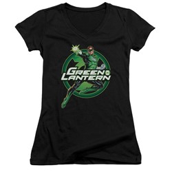 Justice League - Womens Lantern Glow V-Neck T-Shirt