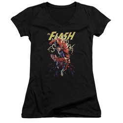 Justice League - Womens Ripping Apart V-Neck T-Shirt