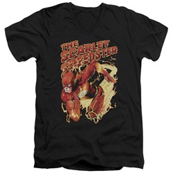Justice League - Mens Scarlet Speedster V-Neck T-Shirt