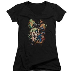 Justice League - Womens Battle Ready V-Neck T-Shirt